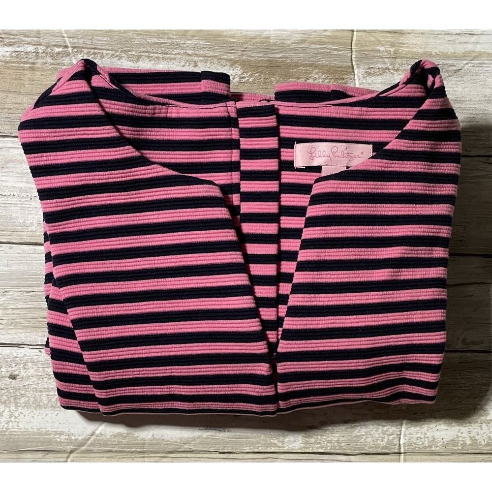 Lilly Pulitzer Brielle Hotty Pink Ottoman Stripe Stretch Fit Flare Dress Size XS